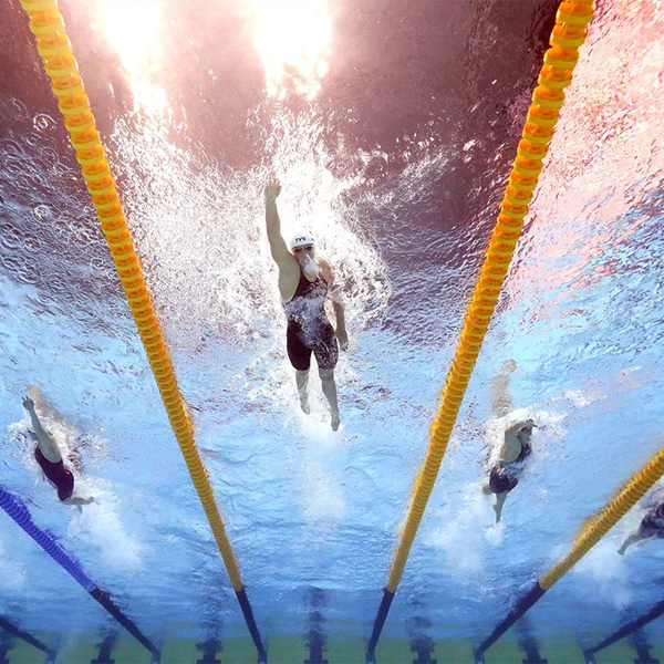 Swimming competition in a competition pool