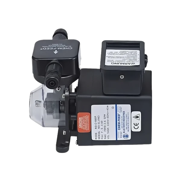 A metering pump used for injecting disinfectants into the pool pipeline system