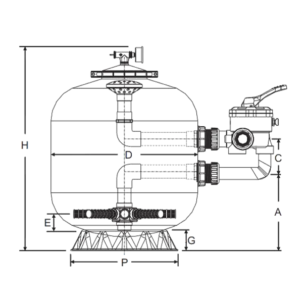 PCG series sand filter plane line structure diagram