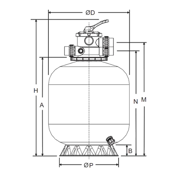 PDG series sand filter plane line structure diagram