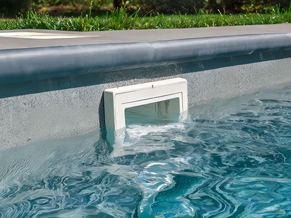 Wide mouth wall skimmer installed on the wall of swimming pool