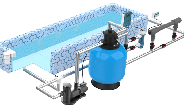 Pool water treatment equipment for outdoor above-ground pools