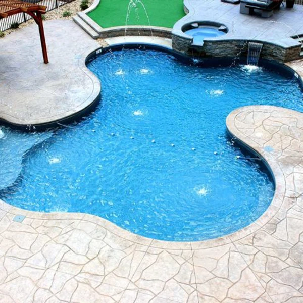 Irregular pool in the backyard
