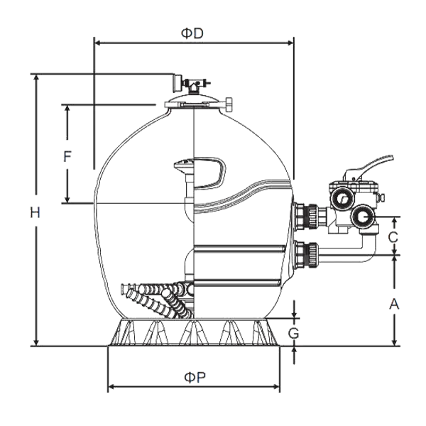 SCG series sand filter plane line structure diagram