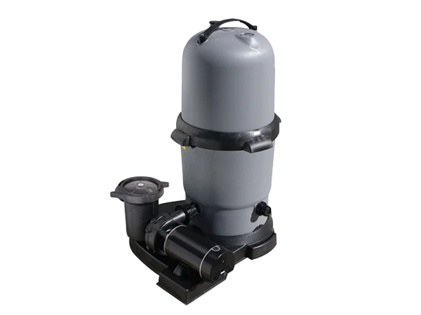 The display of a cylindrical filter with a water pump